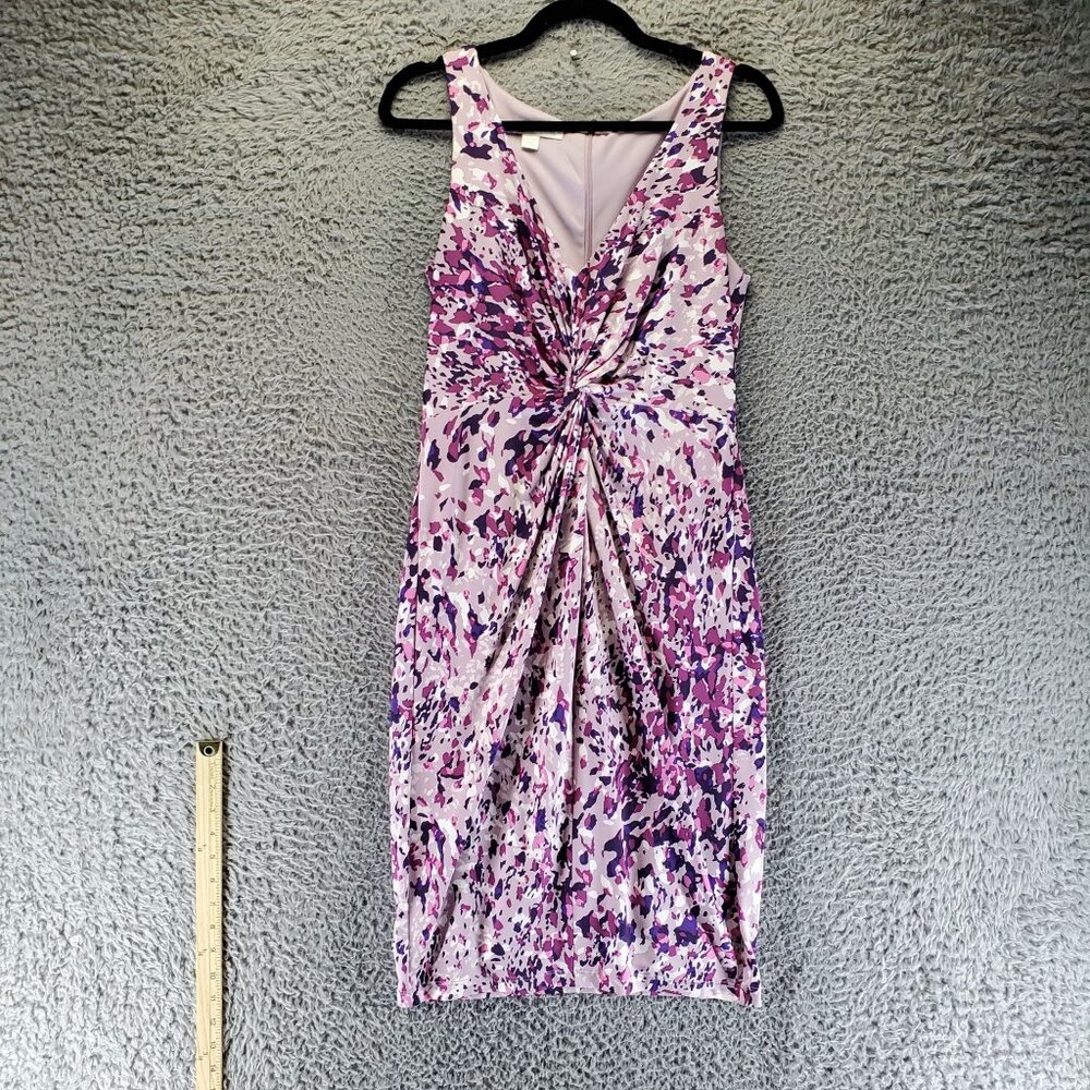 Boston Proper Dress Womens Size 10 Purple Ruched Sleeveless Stretch Sheath